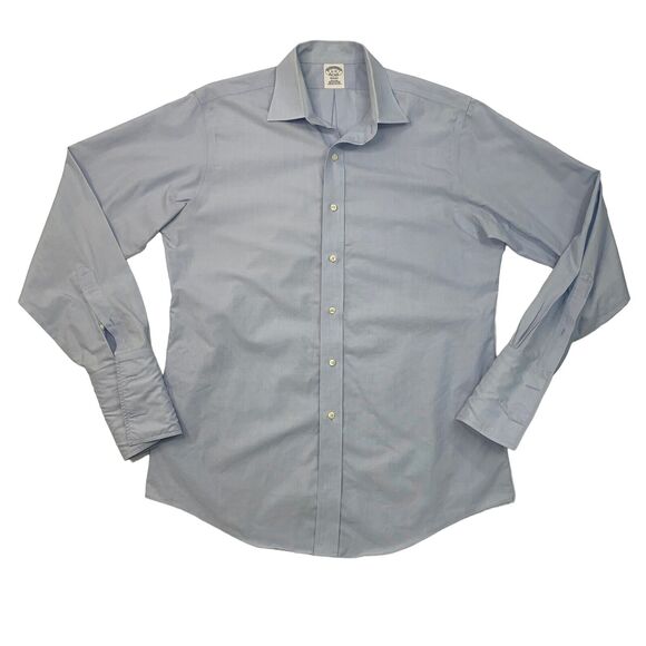 Brooks Brothers Shirt Mens 16 Breeze Blue Regent Dress Non Iron American Supima - Picture 1 of 13